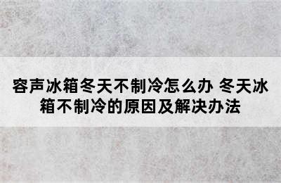 容声冰箱冬天不制冷怎么办 冬天冰箱不制冷的原因及解决办法